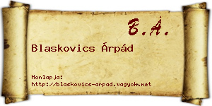 Blaskovics Árpád névjegykártya
