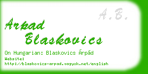 arpad blaskovics business card