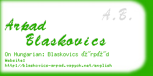arpad blaskovics business card